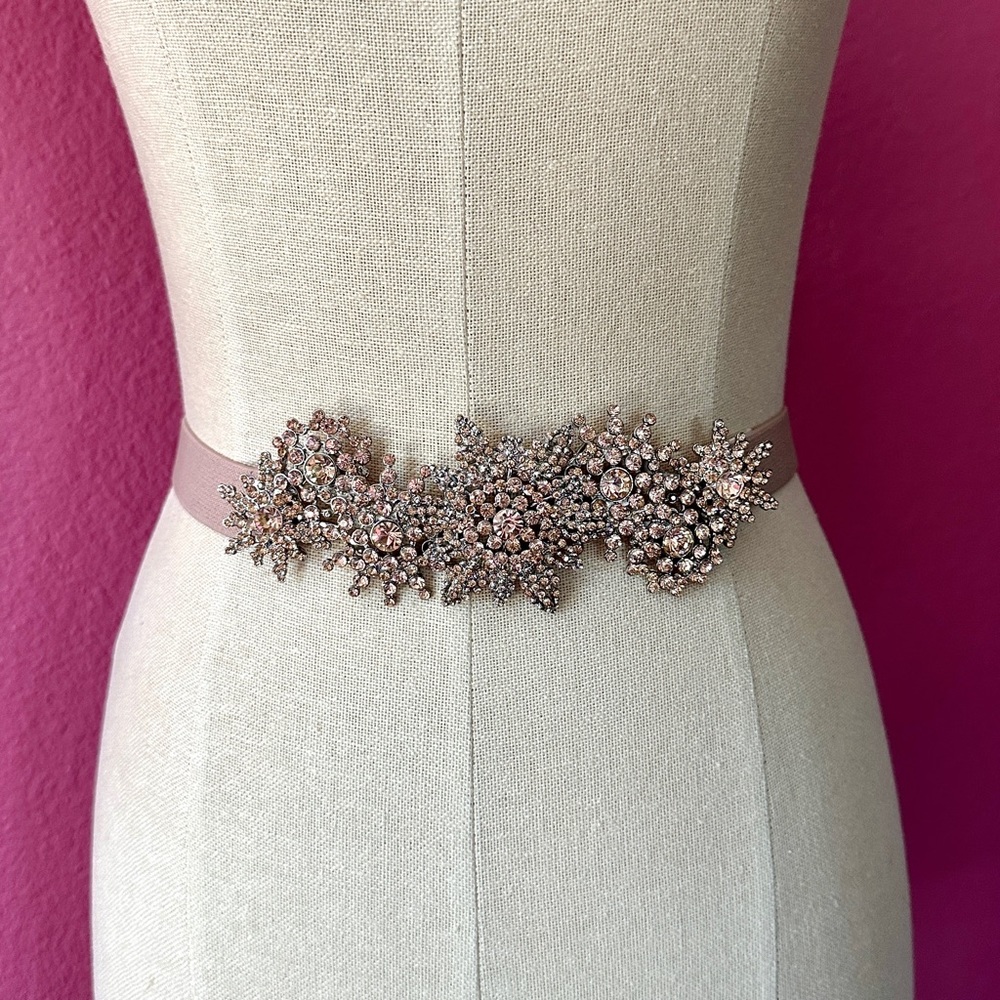 BCBGMAXAZRIA faux crystals jeweled embellished stretch belt Evening Wear
